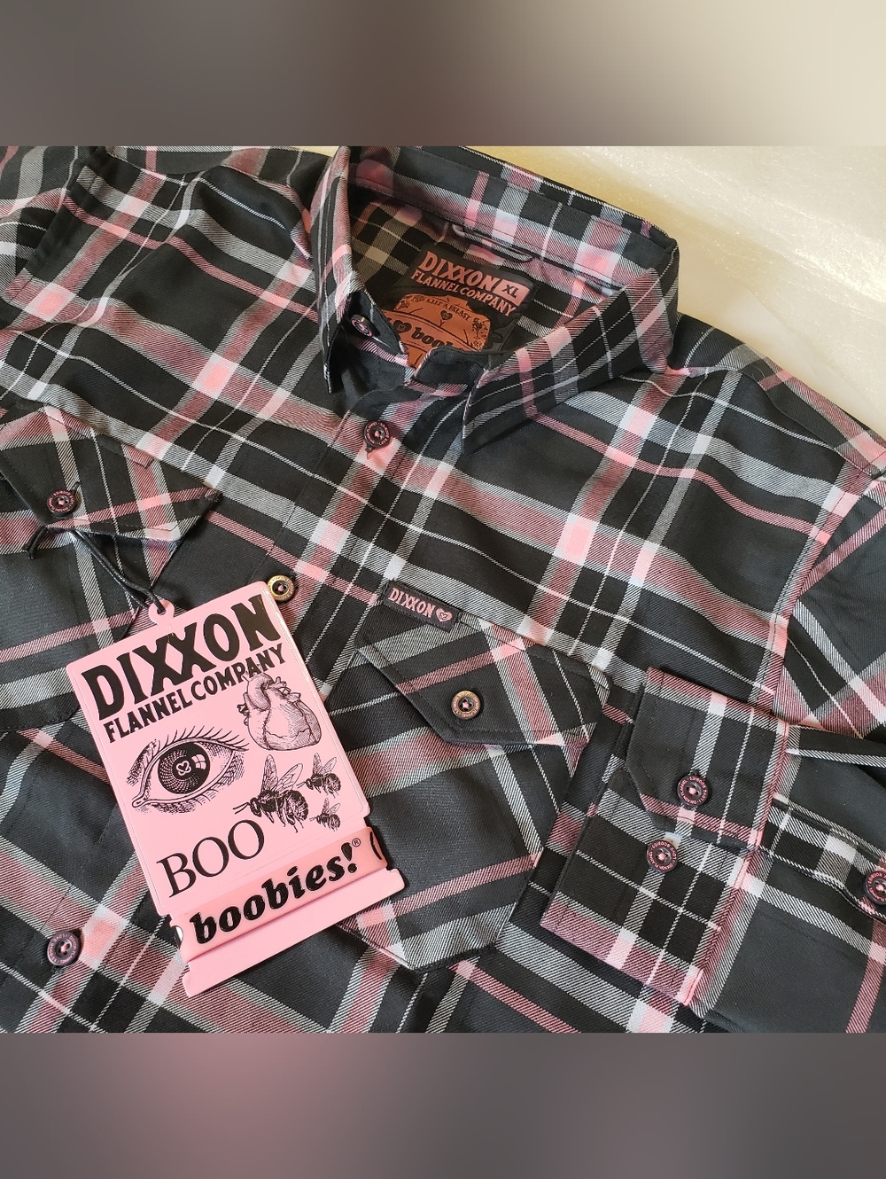 NWT Dixxon Men's XL "I Love Boobies 2025" Flannel Shirt